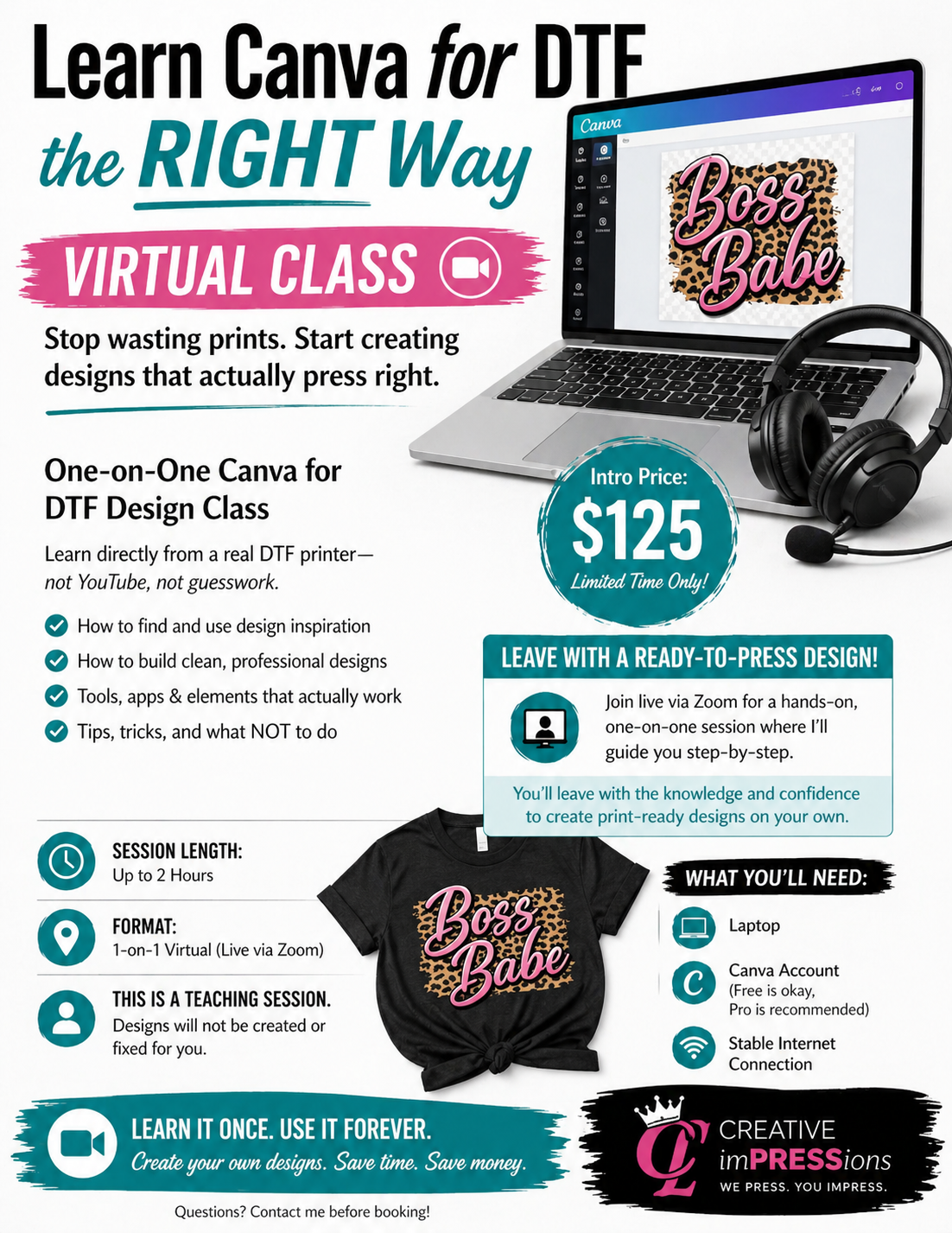 One-on-One Canva for DTF Training