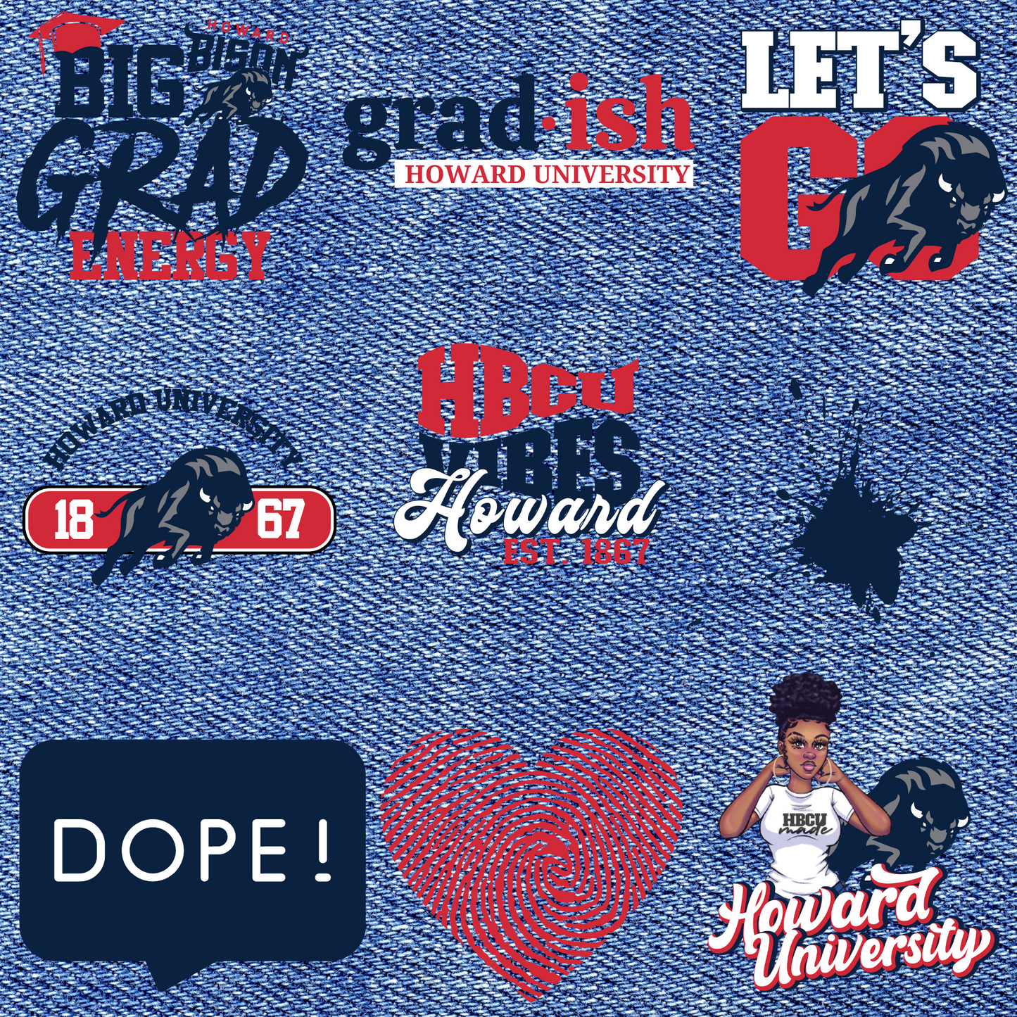 Patches for Jackets| Patch Party| Patch Kit| Patches Iron On| DTF Patches| Ready to Press DTF| Patches HBCU| HBCU|Howard University Patches