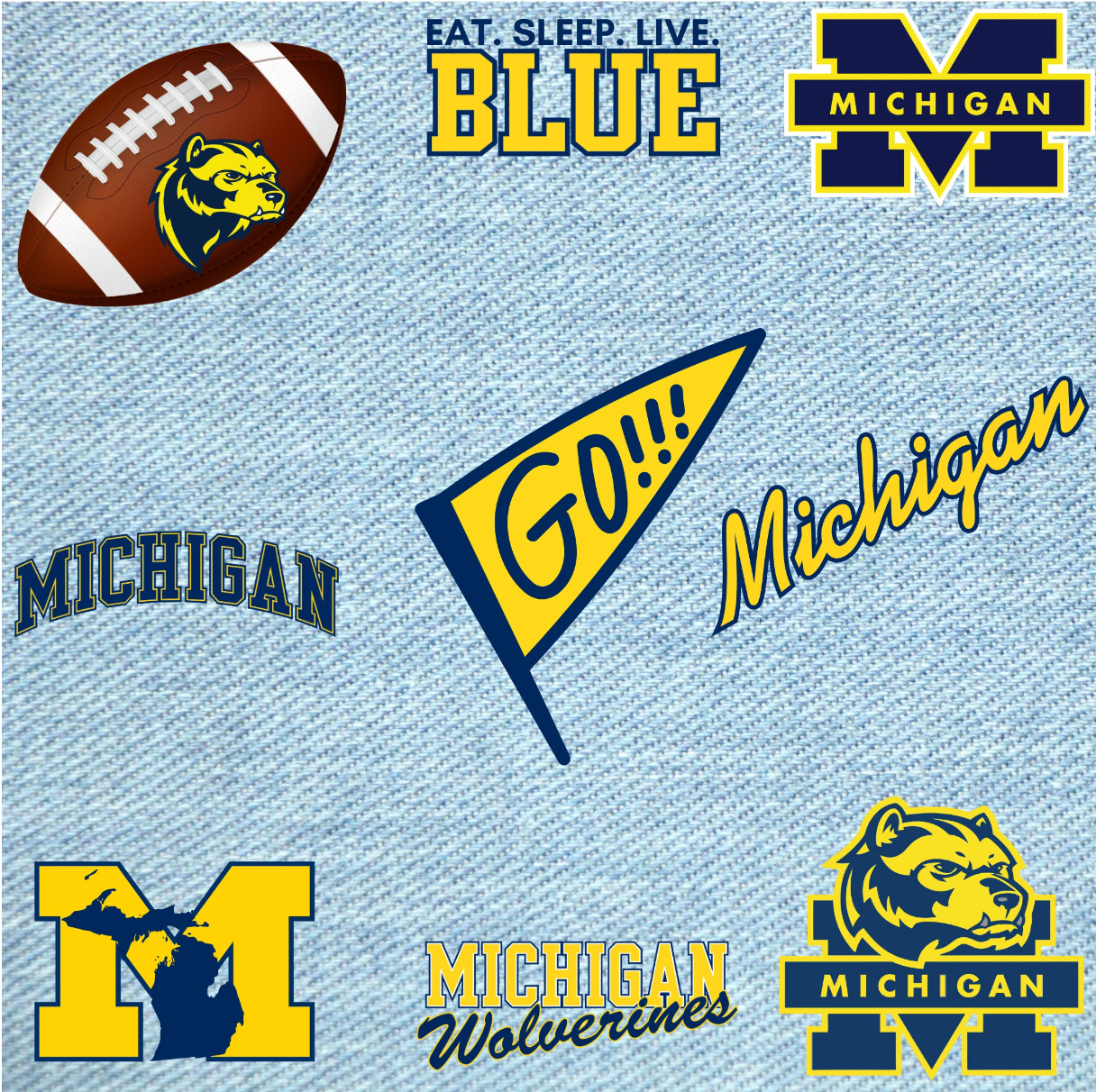 Patches for Jackets | Patch Kit| Patches Iron On | DTF Patches | Ready to Press DTF |Michigan Patches | University of Michigan