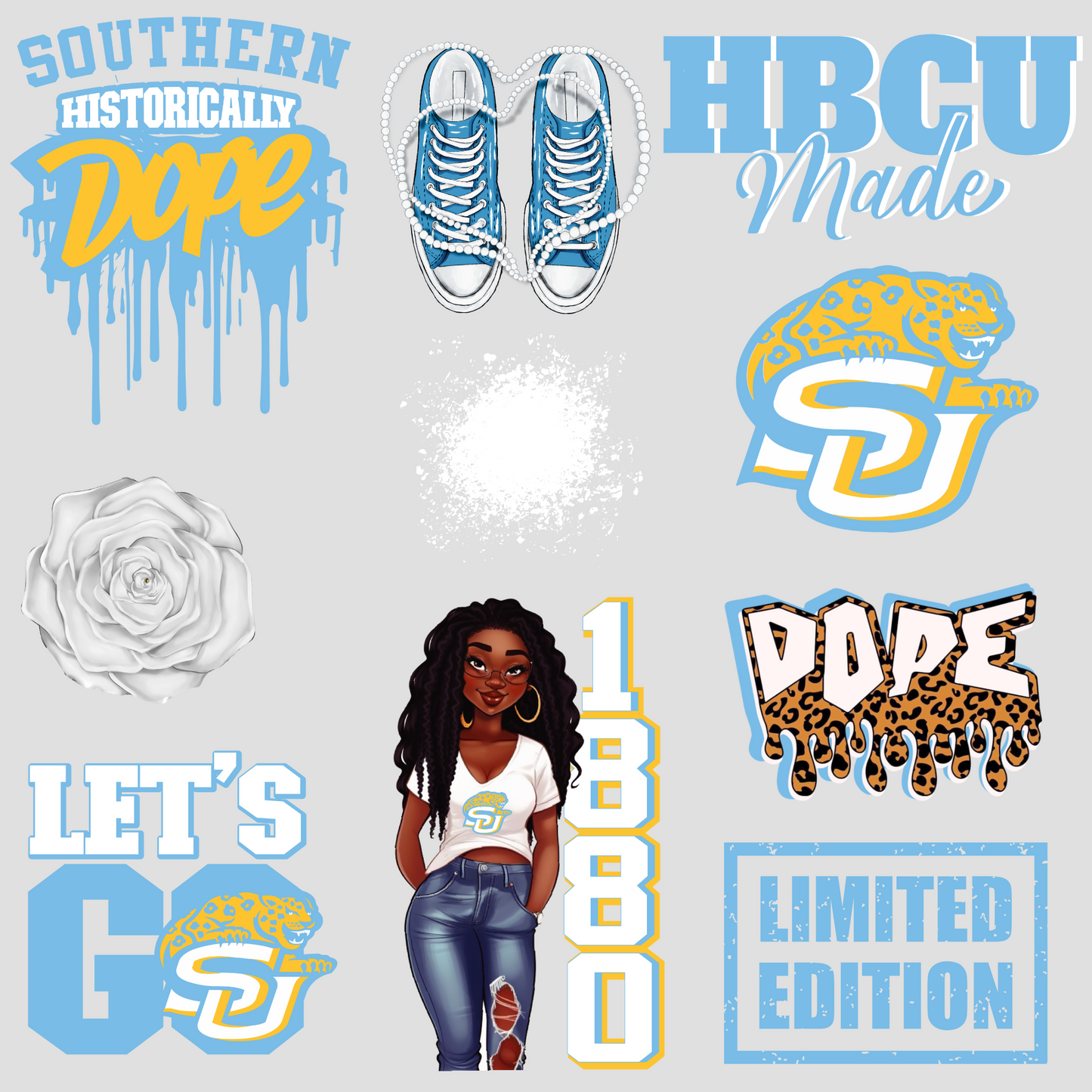 Patches for Jackets| Patch Party| Patch Kit| Patches Iron On| DTF Patches| Ready to Press DTF| Patches HBCU| HBCU|Southern University Patches DOPE