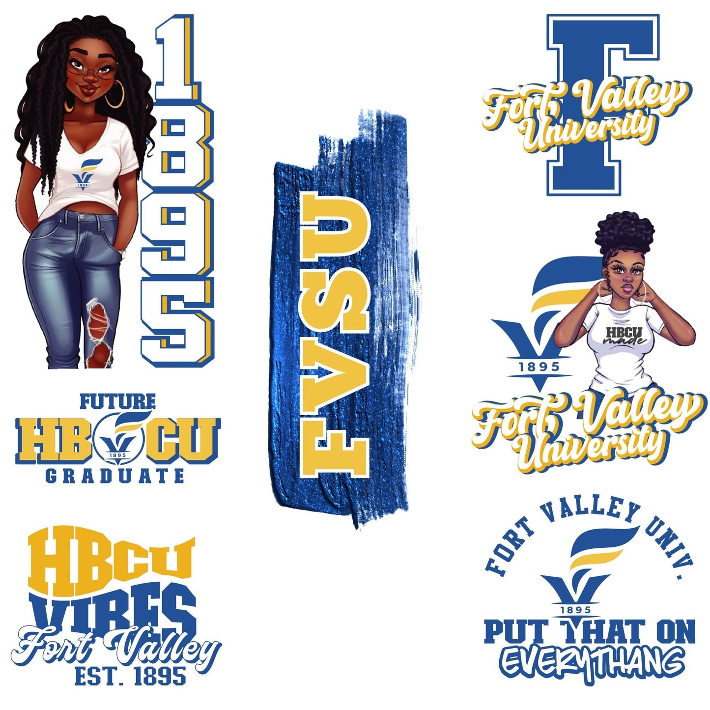 Patches for Jackets| Patch Party| Patch Kit| Patches Iron On| DTF Patches| Patches HBCU| Fort Valley State University| Jean Patches | DTF