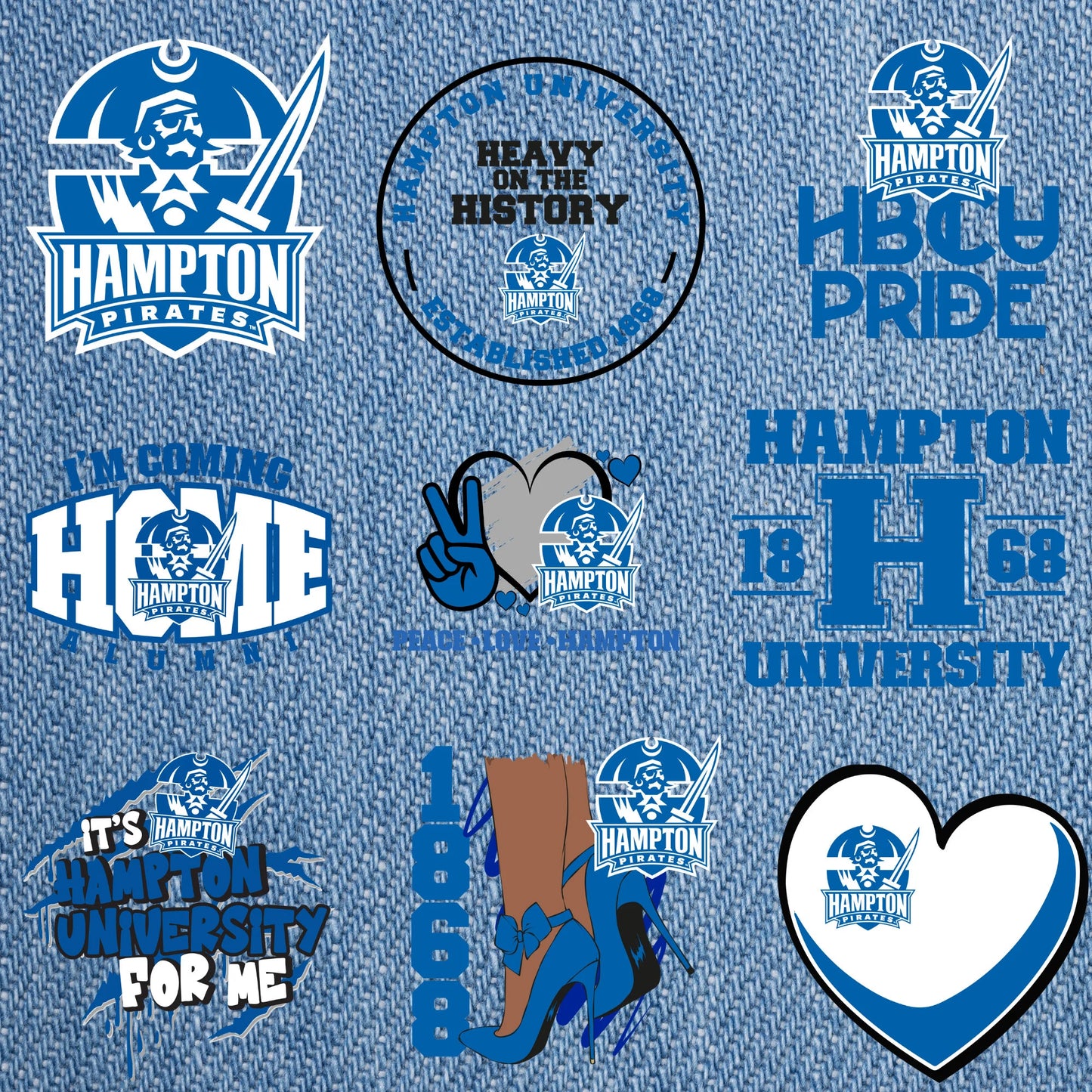 Patches for Jackets| Patch Party| Patch Kit| Patches Iron On| DTF Patches| Patches HBCU|Hampton University| Jean Patches | DTF