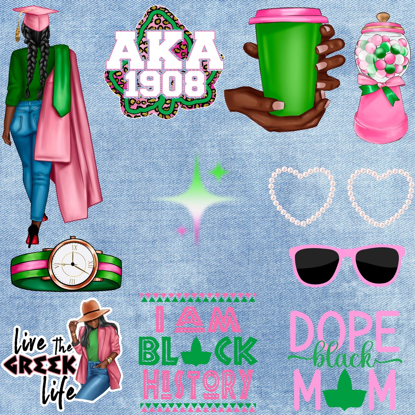 Patches for Jackets | Patch Party | Patch Kit | Patches Iron On | DTF Patches | Ready to Press DTF | Patches Black Girl | AKA |Sorority Patch |