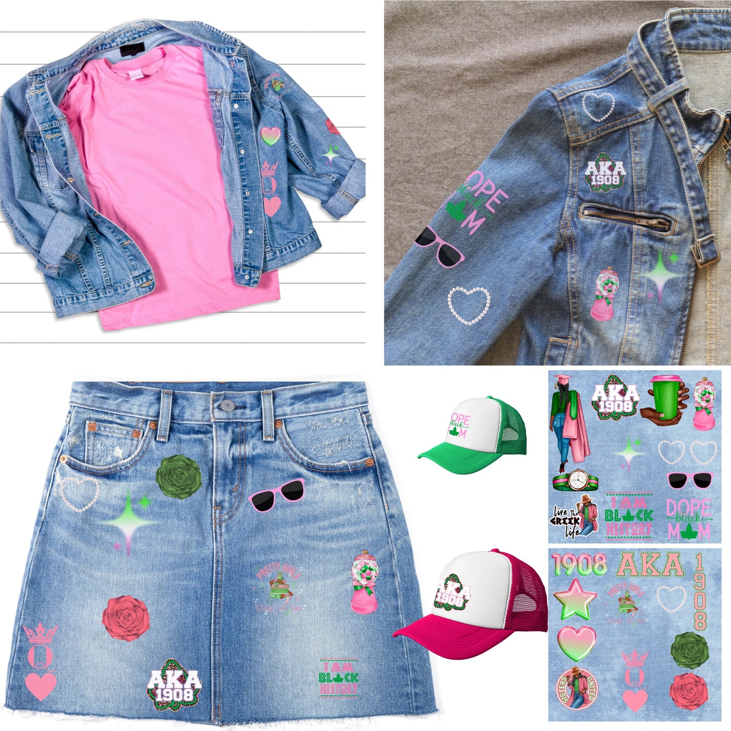 Patches for Jackets | Patch Party | Patch Kit | Patches Iron On | DTF Patches | Ready to Press DTF | Patches Black Girl | AKA |Sorority Patch |