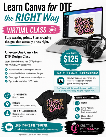 One-on-One Canva for DTF Training
