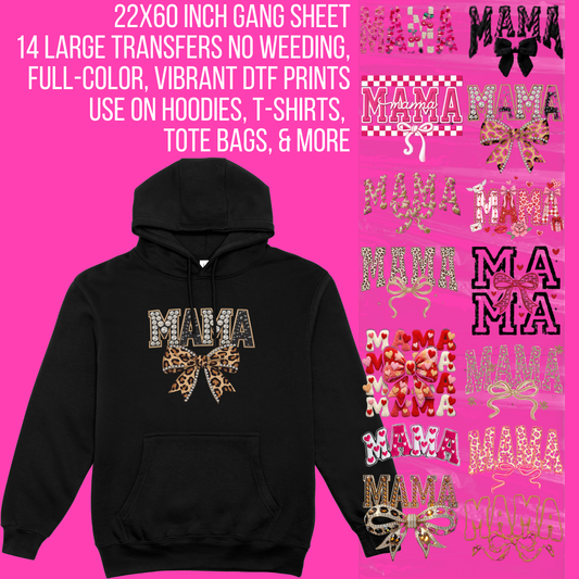 Premade Mama Faux Embroidery DTF Gang Sheet | 22×60 Ready-to-Press