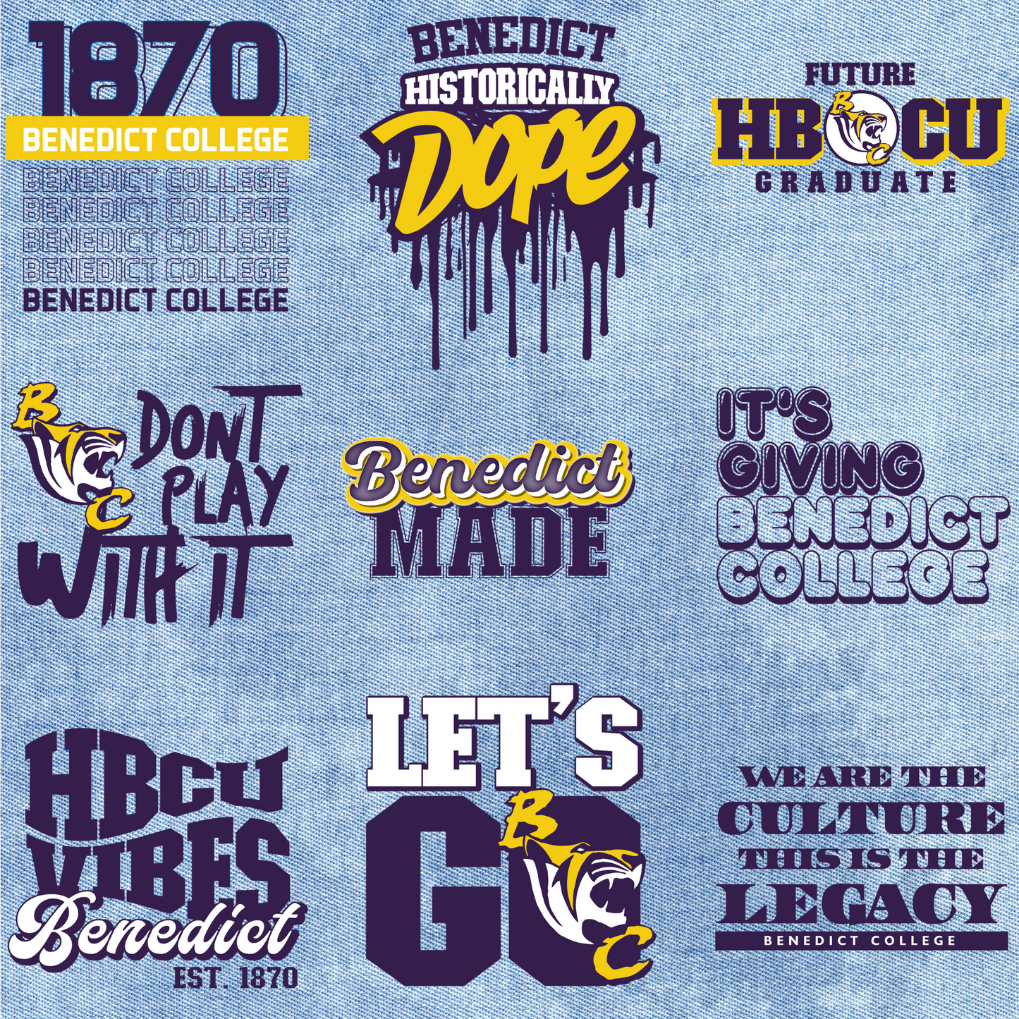 Patches for Jackets| Patch Party| Patch Kit| Patches Iron On| DTF Patches| Ready to Press DTF| Patches HBCU| HBCU|Benedict College Patches