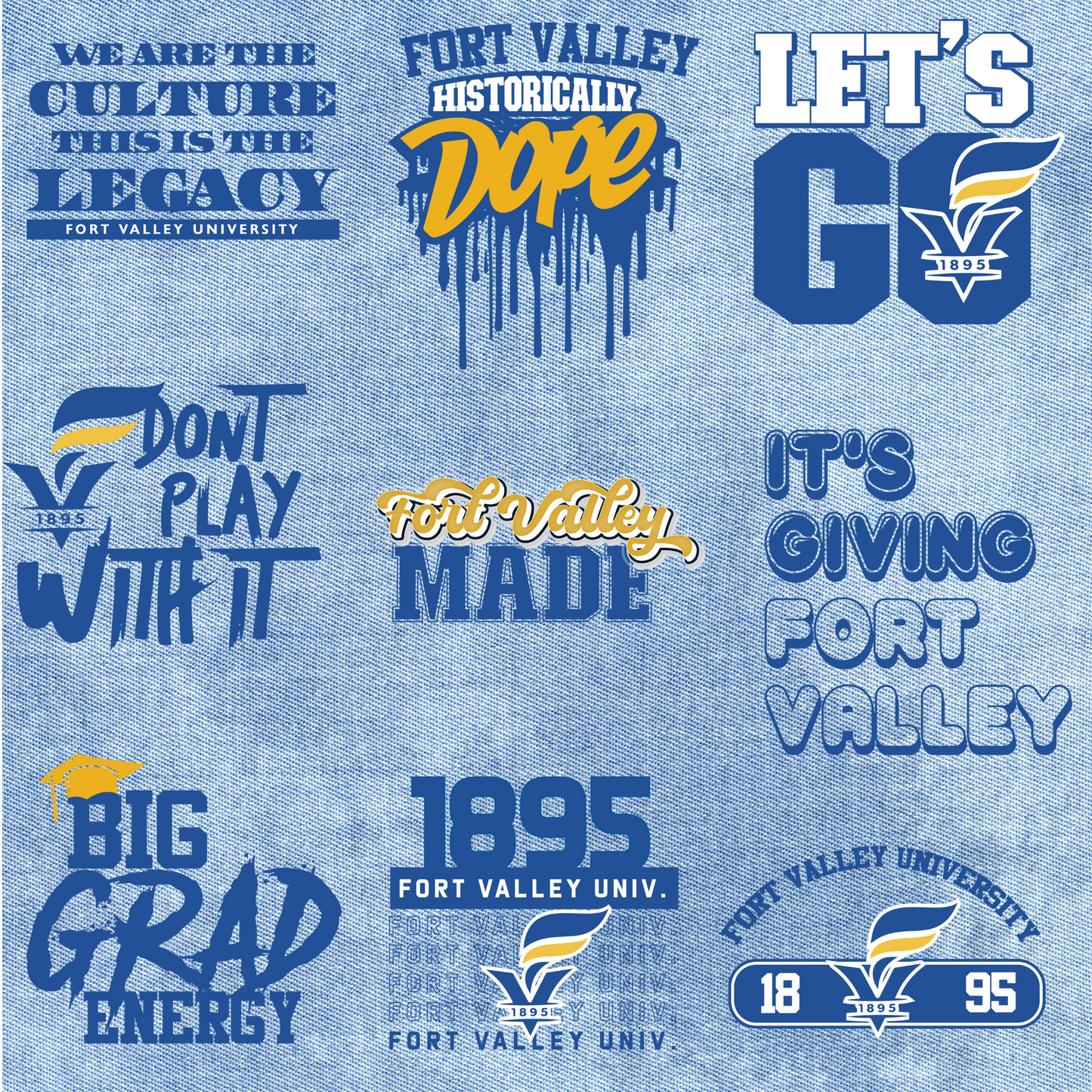 Patches for Jackets| Patch Party| Patch Kit| Patches Iron On| DTF Patches| Ready to Press DTF| Patches HBCU| HBCU|Fort Valley State University Patches