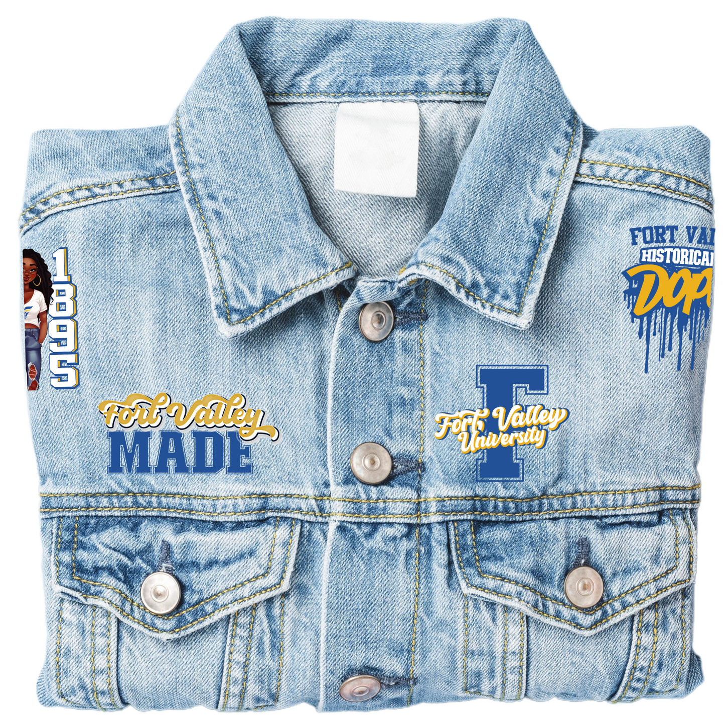 Patches for Jackets| Patch Party| Patch Kit| Patches Iron On| DTF Patches| Ready to Press DTF| Patches HBCU| HBCU|Fort Valley State University Patches