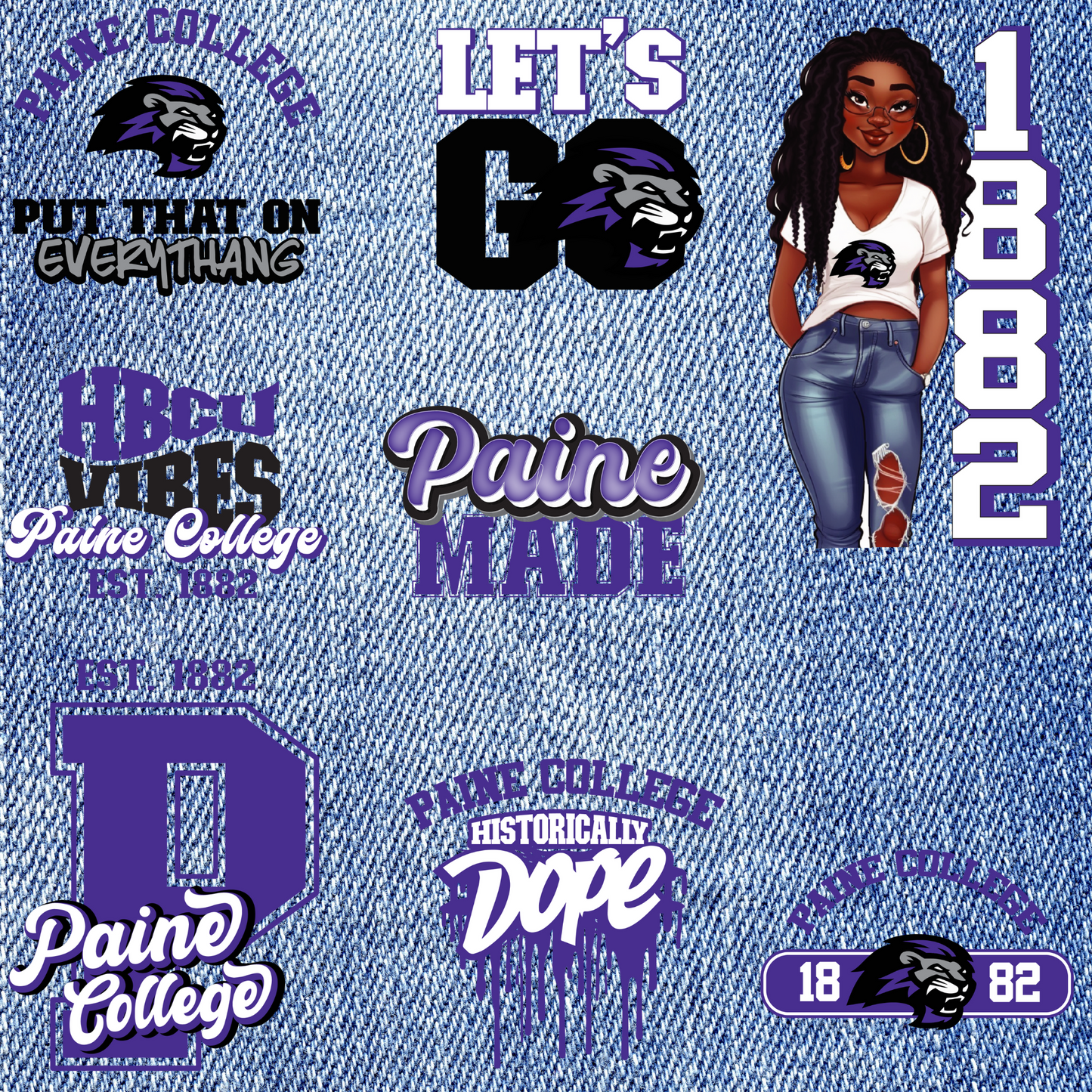 Patches for Jackets| Patch Party| Patch Kit| Patches Iron On| DTF Patches| Ready to Press DTF| Patches HBCU| HBCU|Paine College Patches