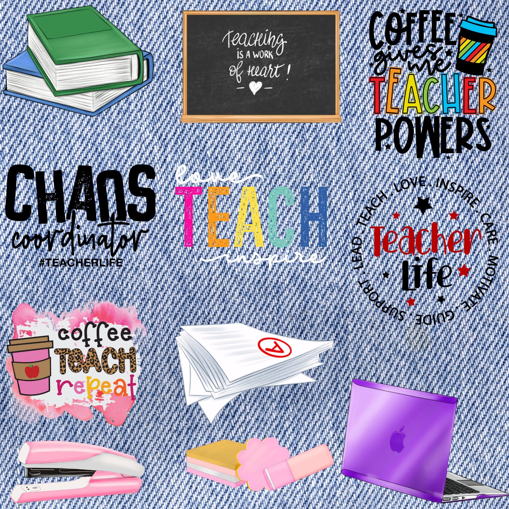 Patches for Jackets| Patch Party| Patch Kit| Patches Iron On| DTF Patches| Ready to Press DTF| Teacher Patches| Education| School Patch