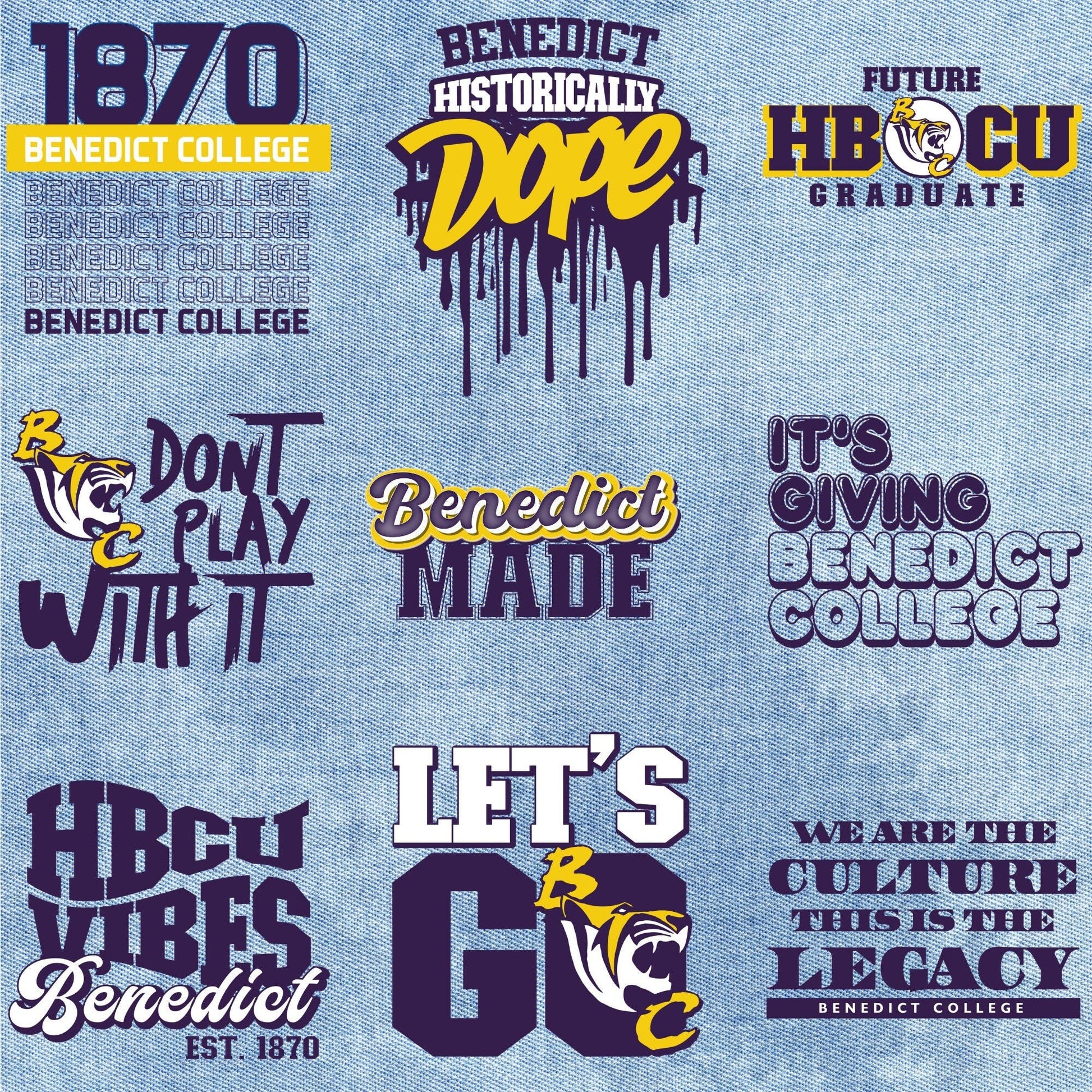Patches for Jackets| Patch Party| Patch Kit| Patches Iron On| DTF Patches| Patches HBCU| HBCU Benedict College | Jean Patches | Tigers |