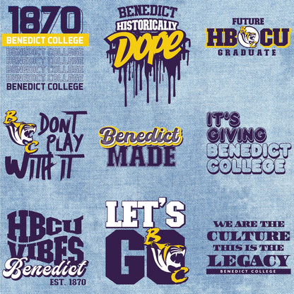 Patches for Jackets| Patch Party| Patch Kit| Patches Iron On| DTF Patches| Patches HBCU| HBCU Benedict College | Jean Patches | Tigers |