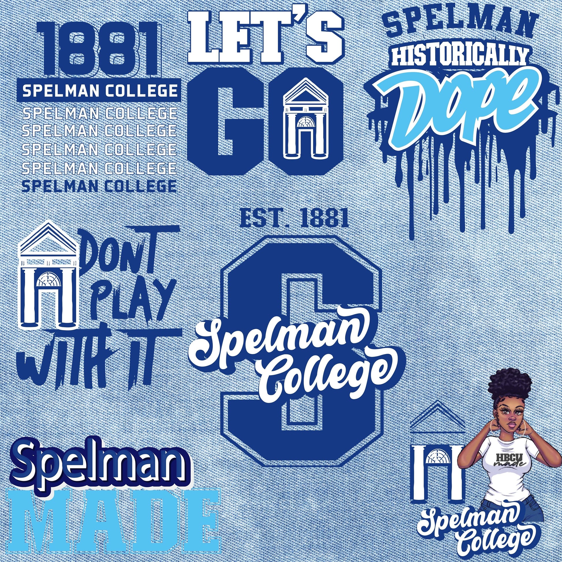 Patches for Jackets| Patch Party| Patch Kit| Patches Iron On| DTF Patches| Patches HBCU| Spelman College| Jean Patches | DTF