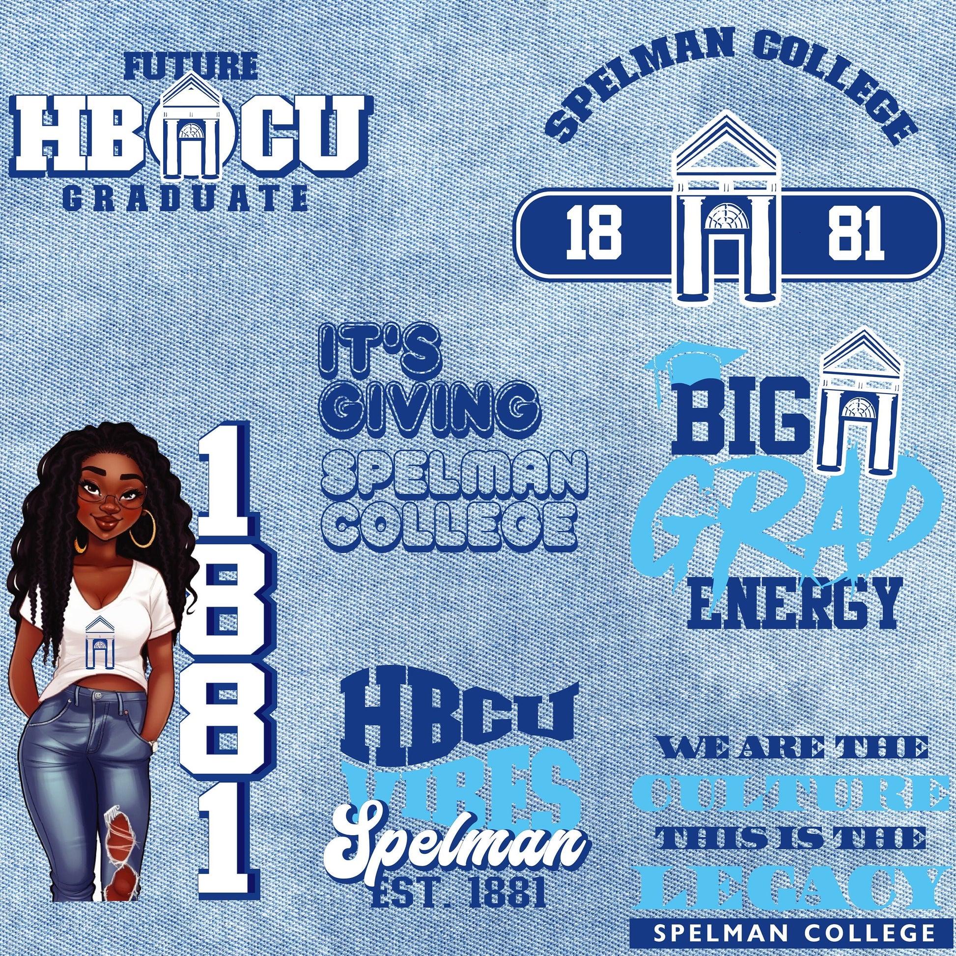Patches for Jackets| Patch Party| Patch Kit| Patches Iron On| DTF Patches| Patches HBCU| Spelman College| Jean Patches | DTF