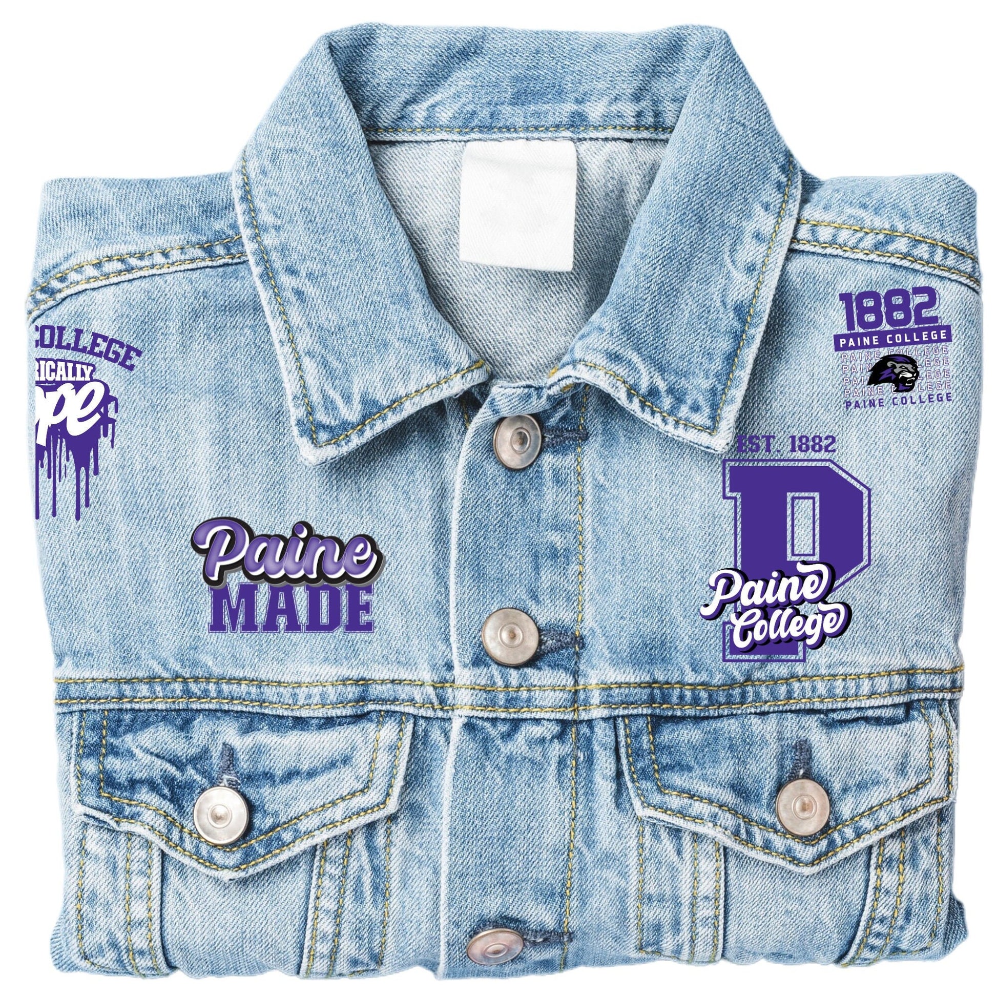 Patches for Jackets| Patch Party| Patch Kit| Patches Iron On| DTF Patches| Ready to Press DTF| Patches HBCU| Paine College| Jean Patches
